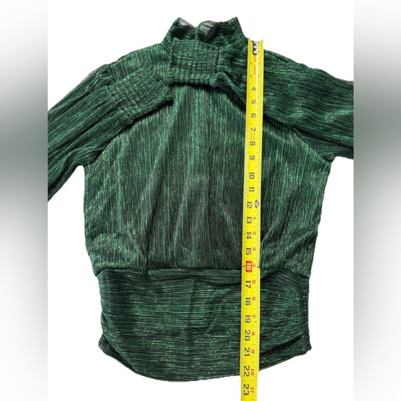 Bailey 44 Metallic Emerald Mock Neck Pleated Top Women’s Mediu - Picture 4 of 7